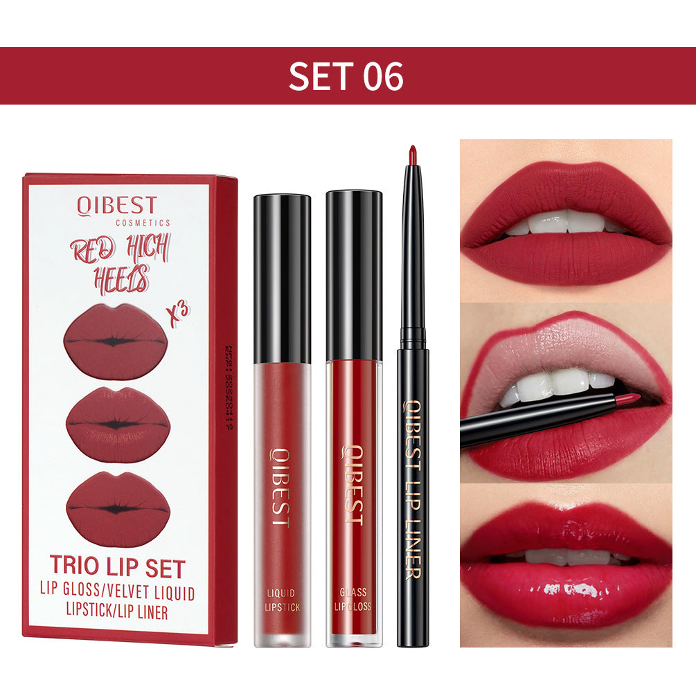 3 IN 1 Gothic Lip Set Purple Lipstick Lip Gloss and Lip Liner