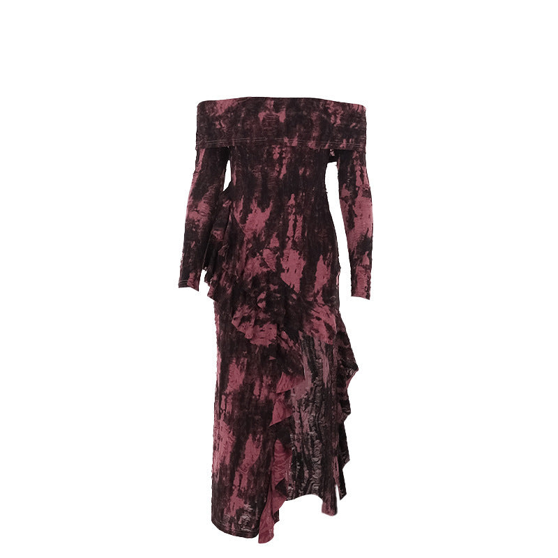 Long Goth Dress with High-Slit