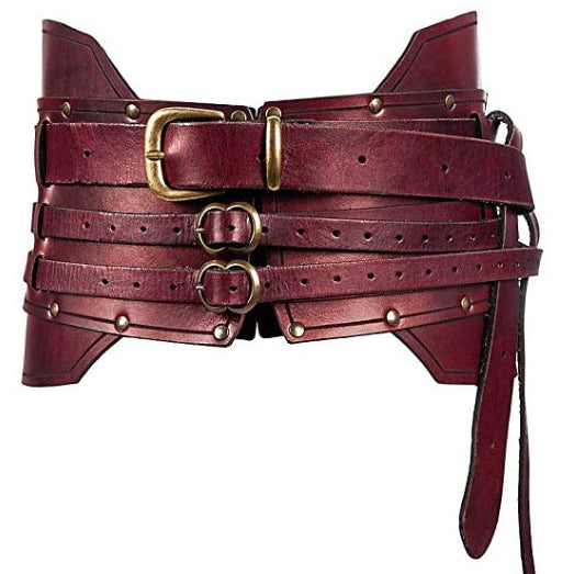 red Medieval Leather Waist Belt