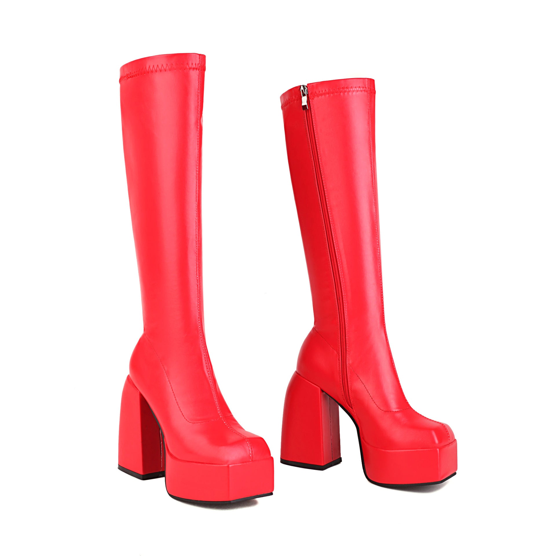 red Platform Thigh High Boots