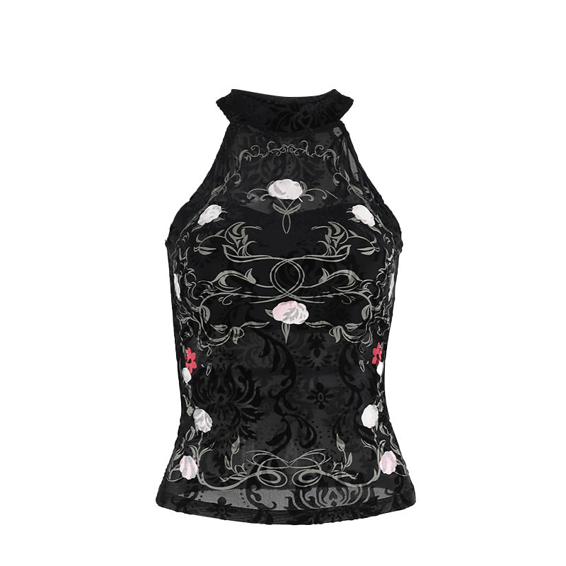 roses Floral Gothic Halter Top