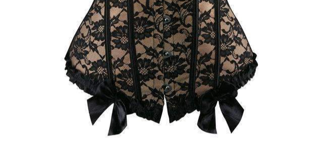 sexy Floral Lace Overbust Corset Beige Black