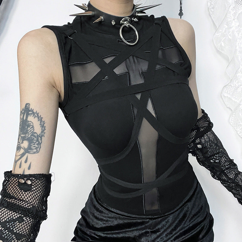 sexy High Neck Gothic Top Womens