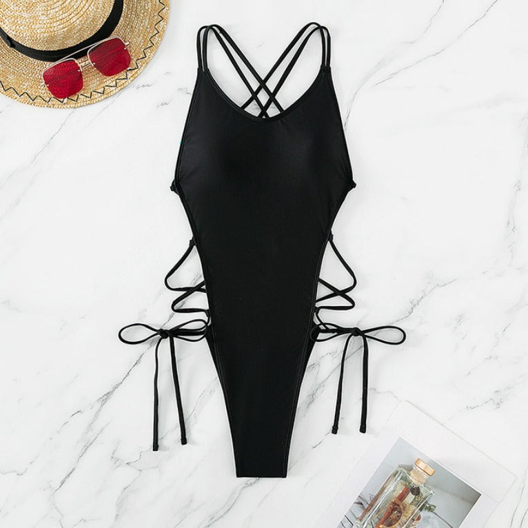 sexy Lace Up Gothic Swimsuit One Piece
