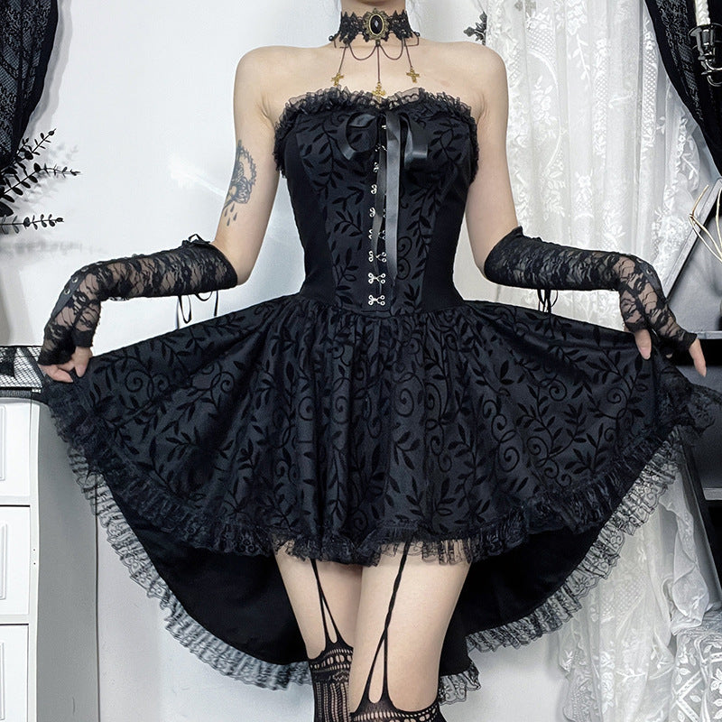 mini Puffy Black Prom Goth Dress