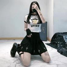short Cross Goth Pleated Skirt