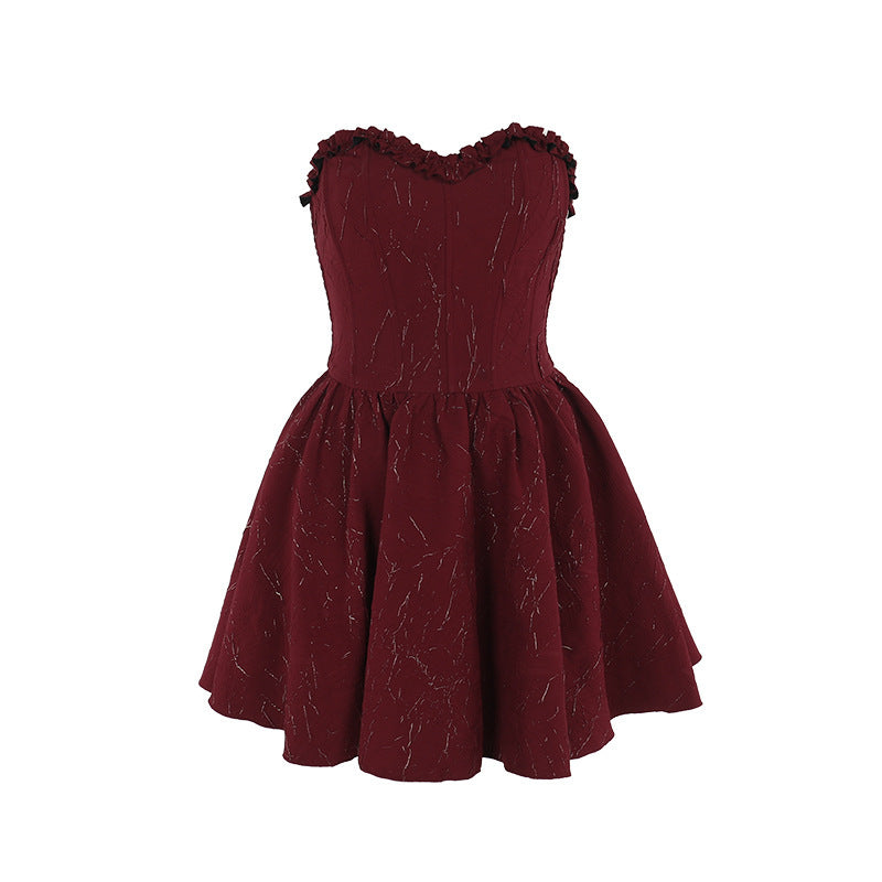 short Goth Dress Red Strapless