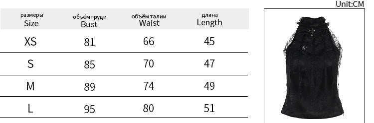 size guide Satin Gothic Halter Top High Neck silk