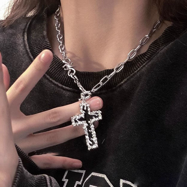 silver Cross Chain Necklace Alternative