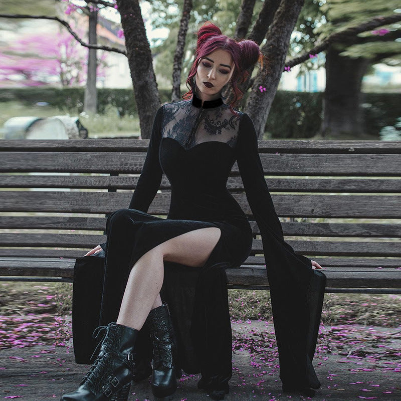 simple Long Sleeved Black Goth Dress