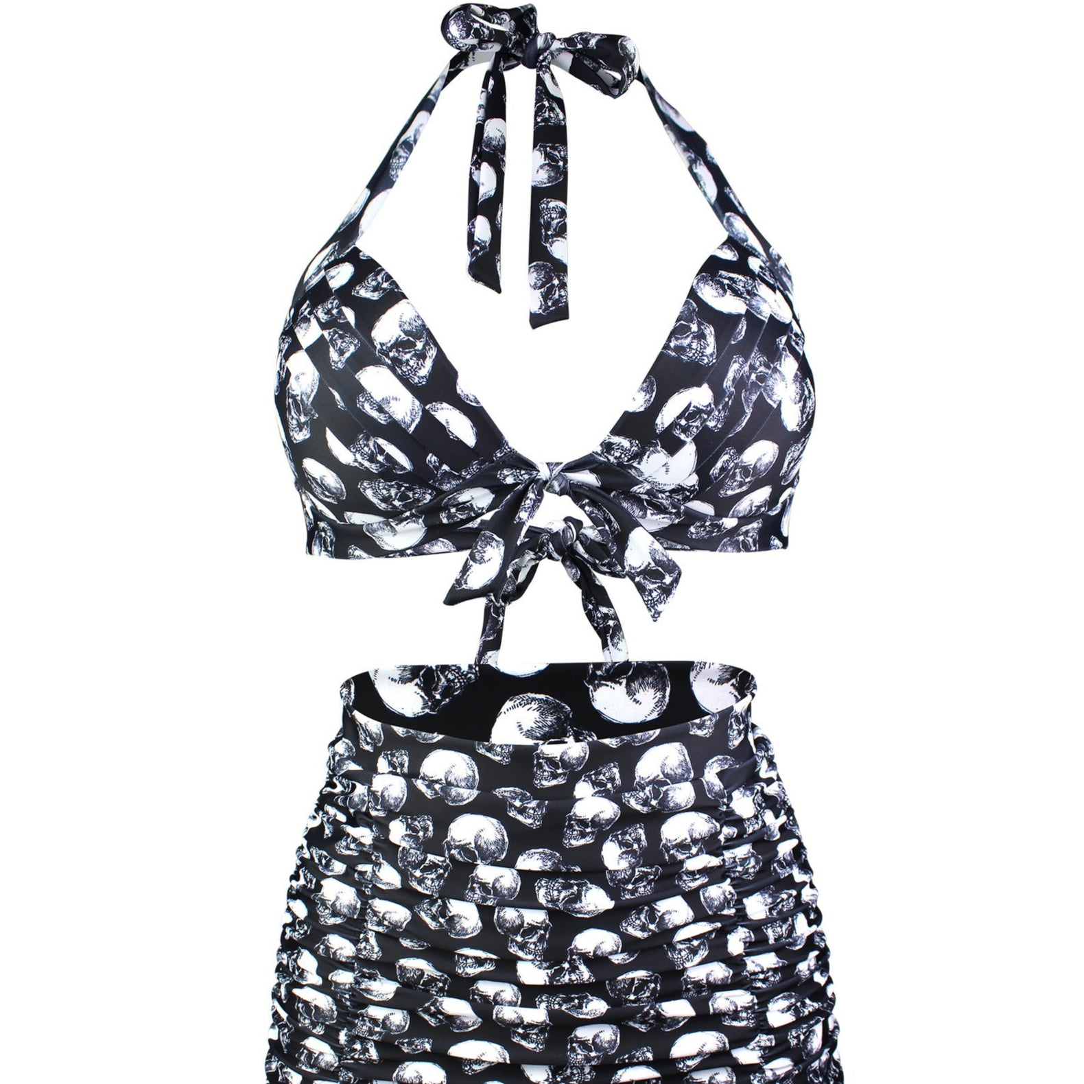 goth womens shorts Skull Print Bikini Set Push-Up Style