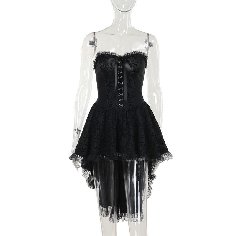 sleeveless Puffy Black Prom Goth Dress