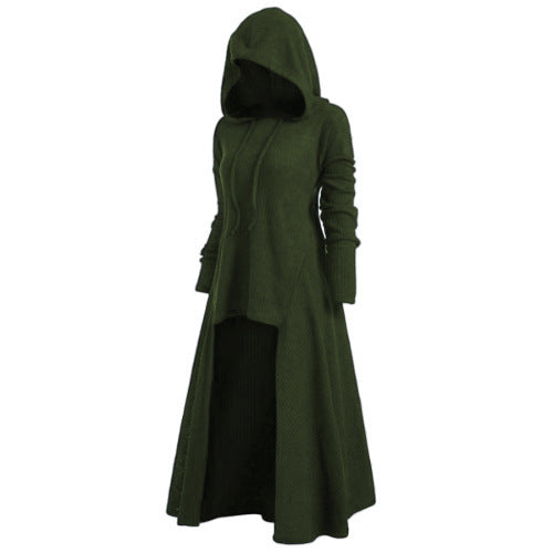 green Goth Cloak Dress Hooded Cape