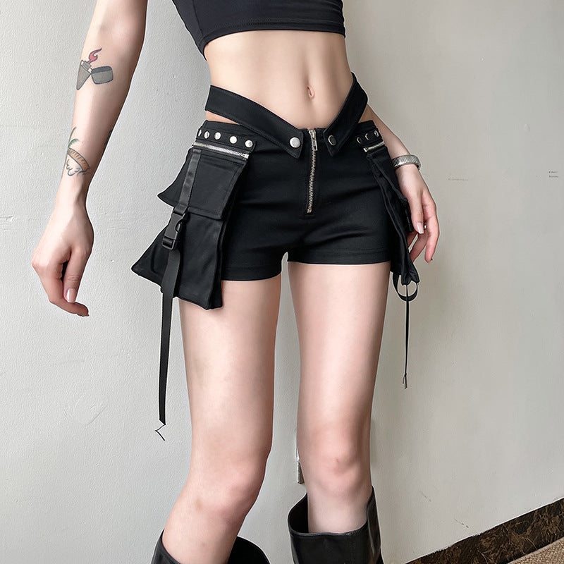 V-Cut Waist Shorts with Large Pockets