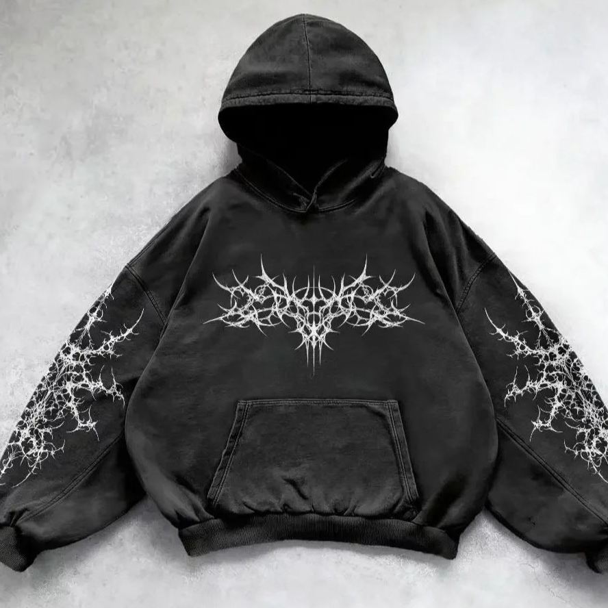 washed_Black_Gothic_Hoodie_for_Men_with_White_Print