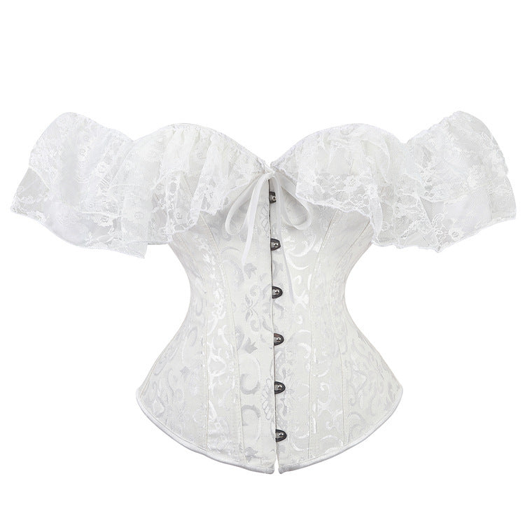 white Gothic Lace Sleeve Corset