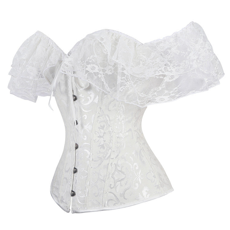 white Gothic Lace Sleeve Corset