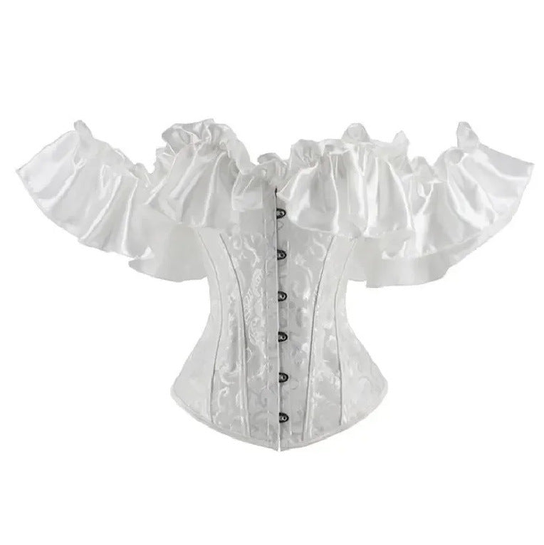 white Off-Shoulder Corset with Ruffles
