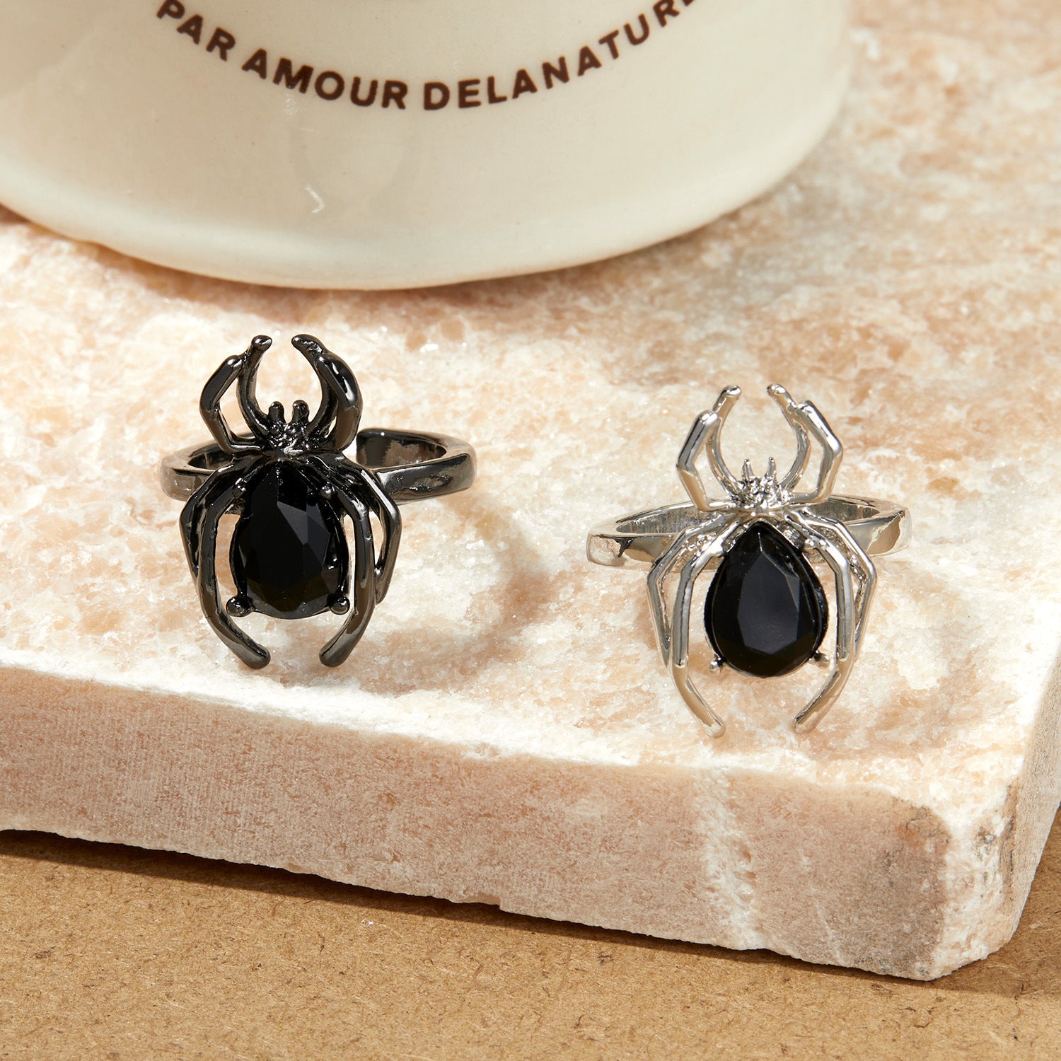 women Black Spider Ring