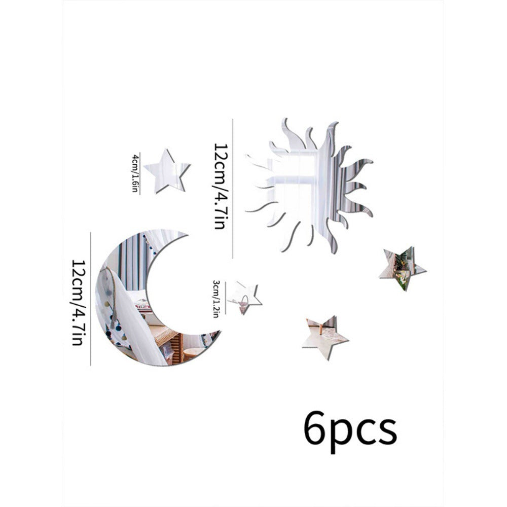 silver Star Moon Wall Decal Set Mirrors