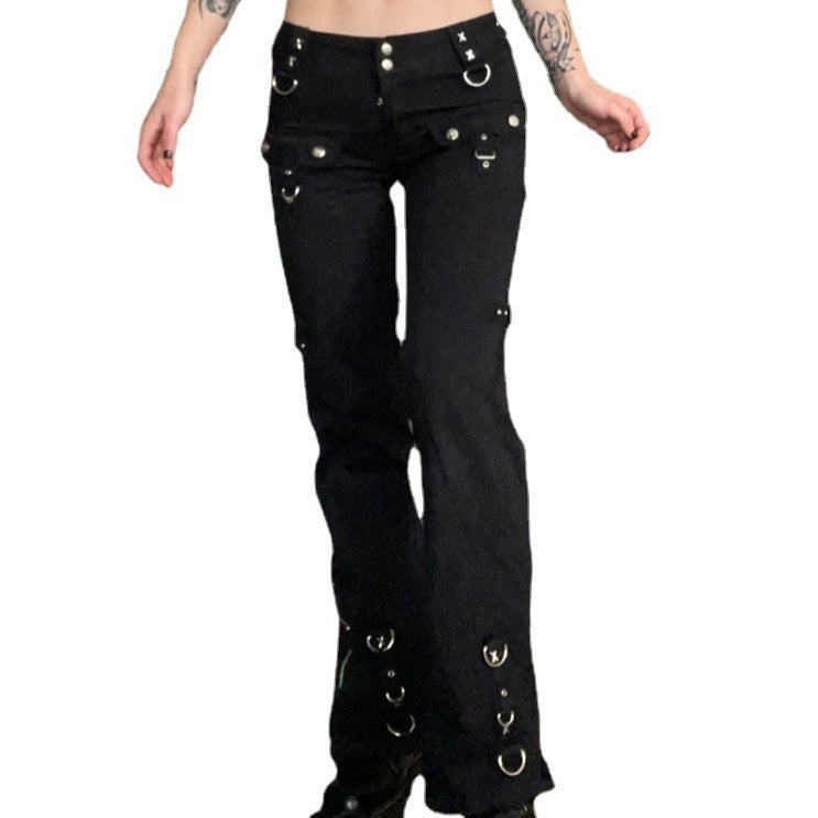 zippers Straight Fit Gothic Pants Womens